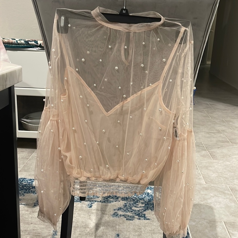 Womens pearl accent top - Picture 1 of 4